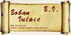 Boban Vulpić vizit kartica